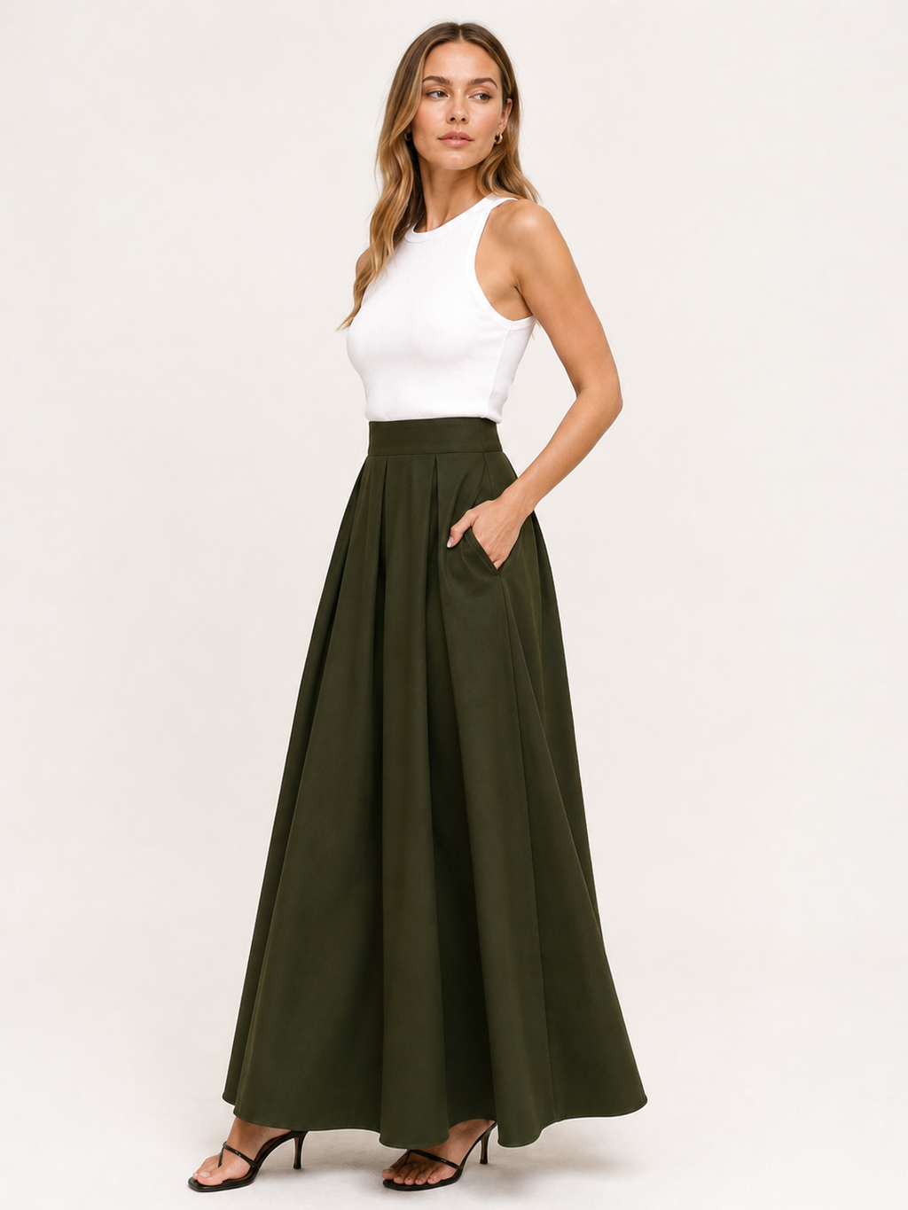 Women's Minimalist High Waist Maxi Skirt Loose Fit