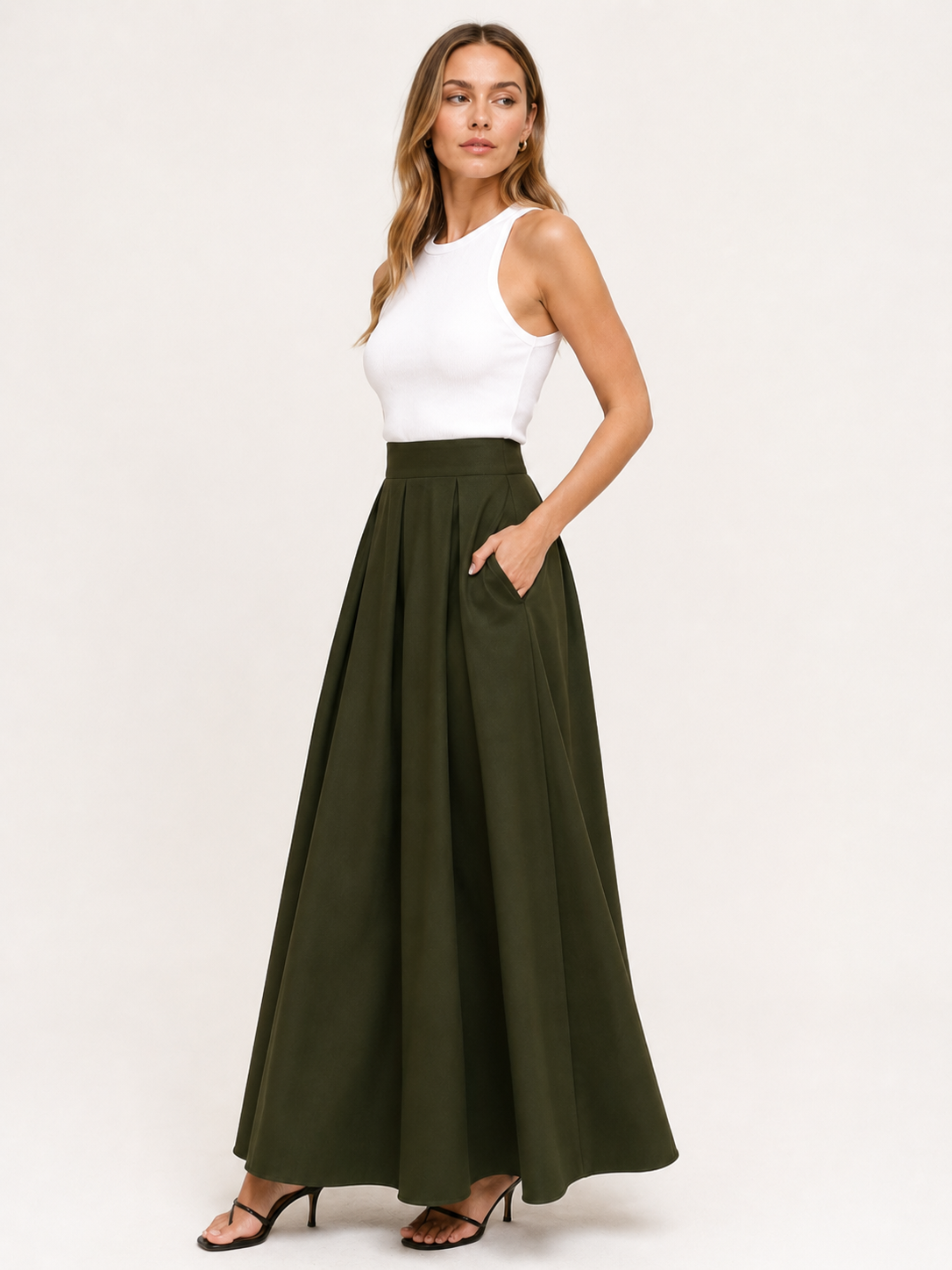 Women's Minimalist High Waist Maxi Skirt Loose Fit