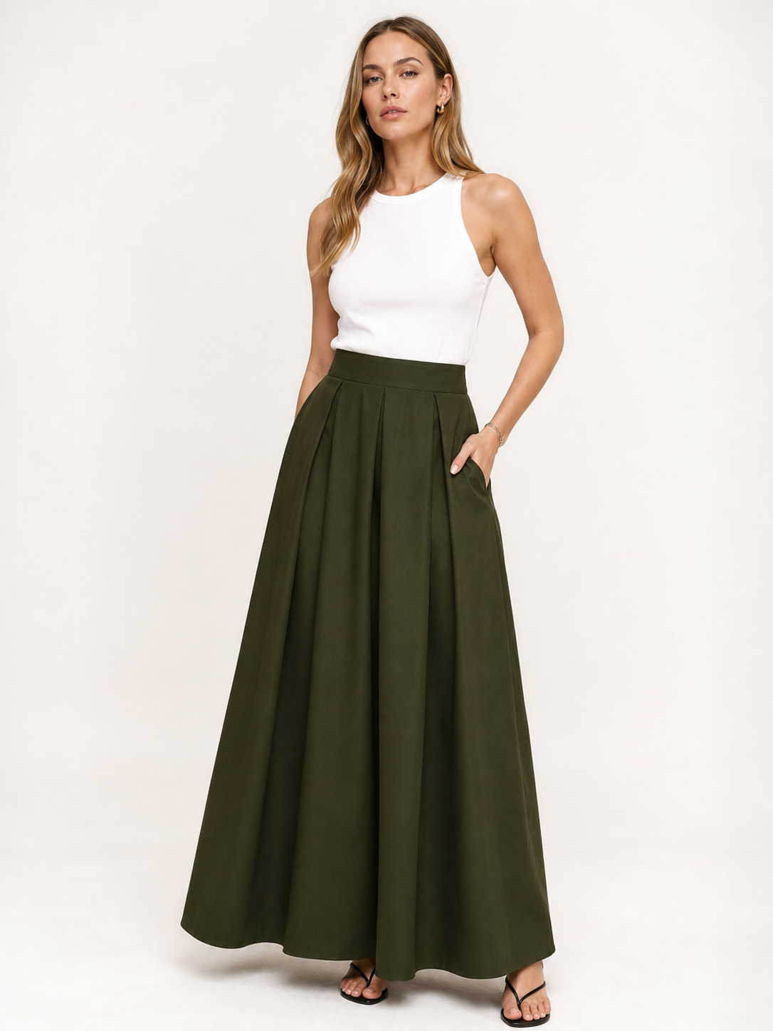 Women's Minimalist High Waist Maxi Skirt Loose Fit