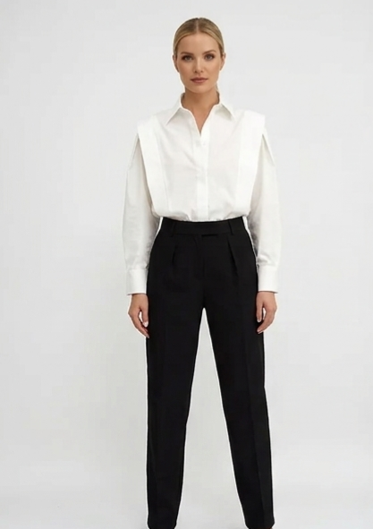 Women's Classic White Button Blouse for Business Casual