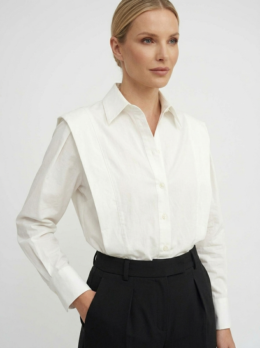 Women's Classic White Button Blouse for Business Casual