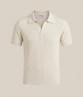 Men's White Knit Polo Shirt for Summer