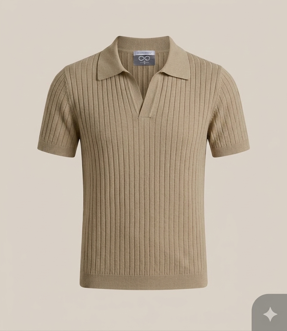 Men's White Knit Polo Shirt for Summer