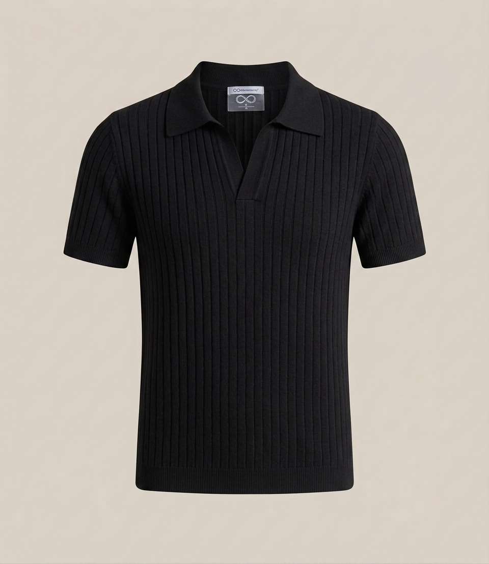 Men's White Knit Polo Shirt for Summer