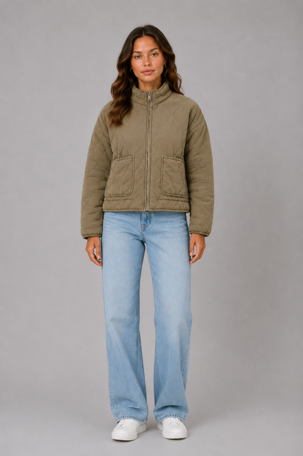Women's Quilted Jacket – Lightweight Casual Jacket with Front Pockets