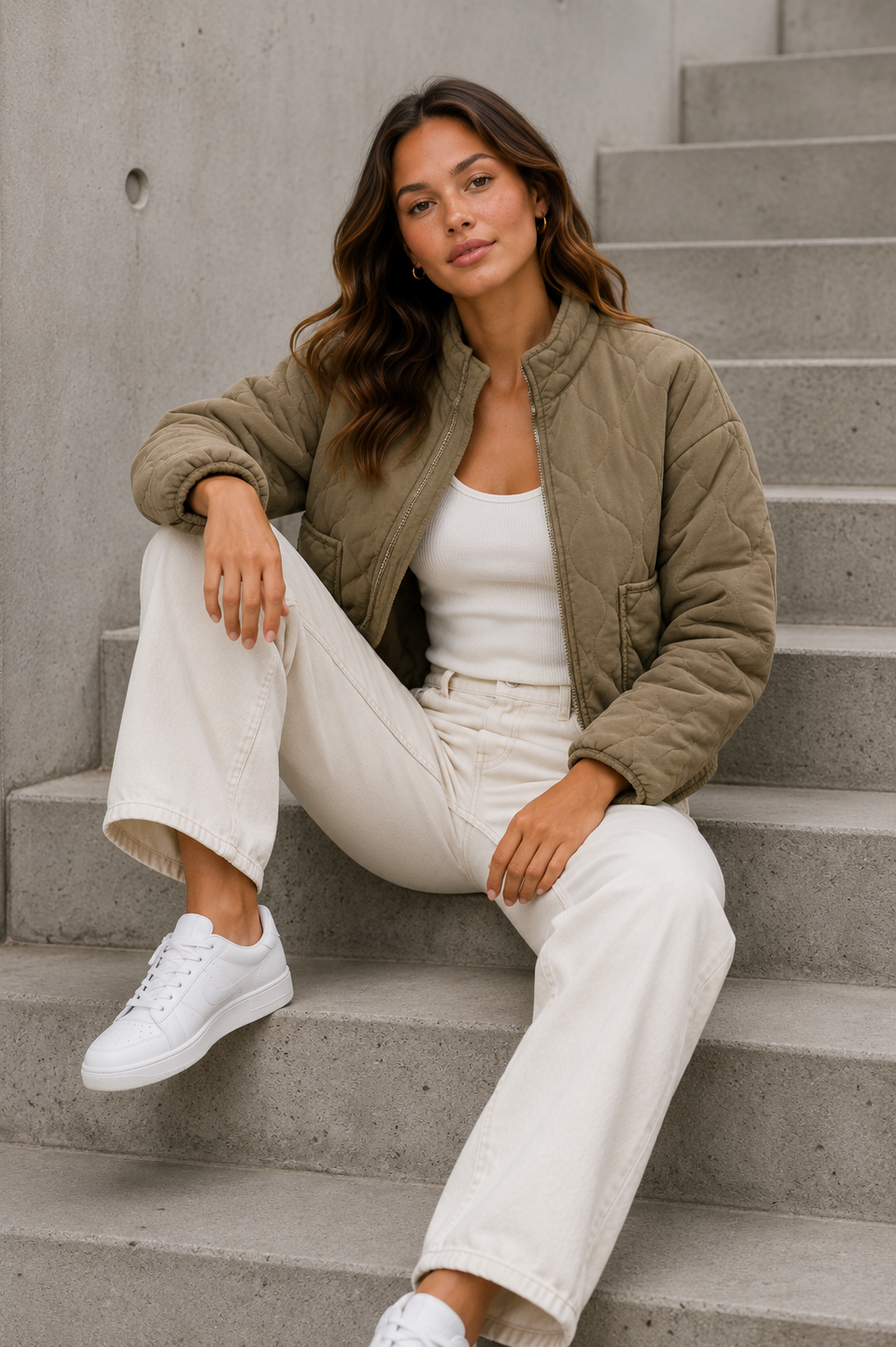 Women's Quilted Jacket – Lightweight Casual Jacket with Front Pockets