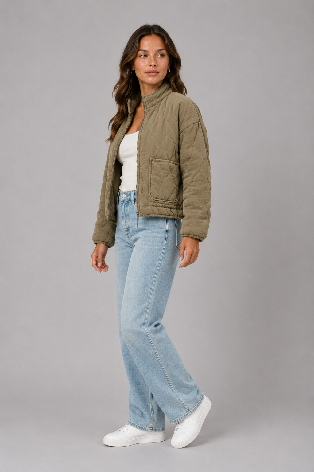 Women's Quilted Jacket – Lightweight Casual Jacket with Front Pockets