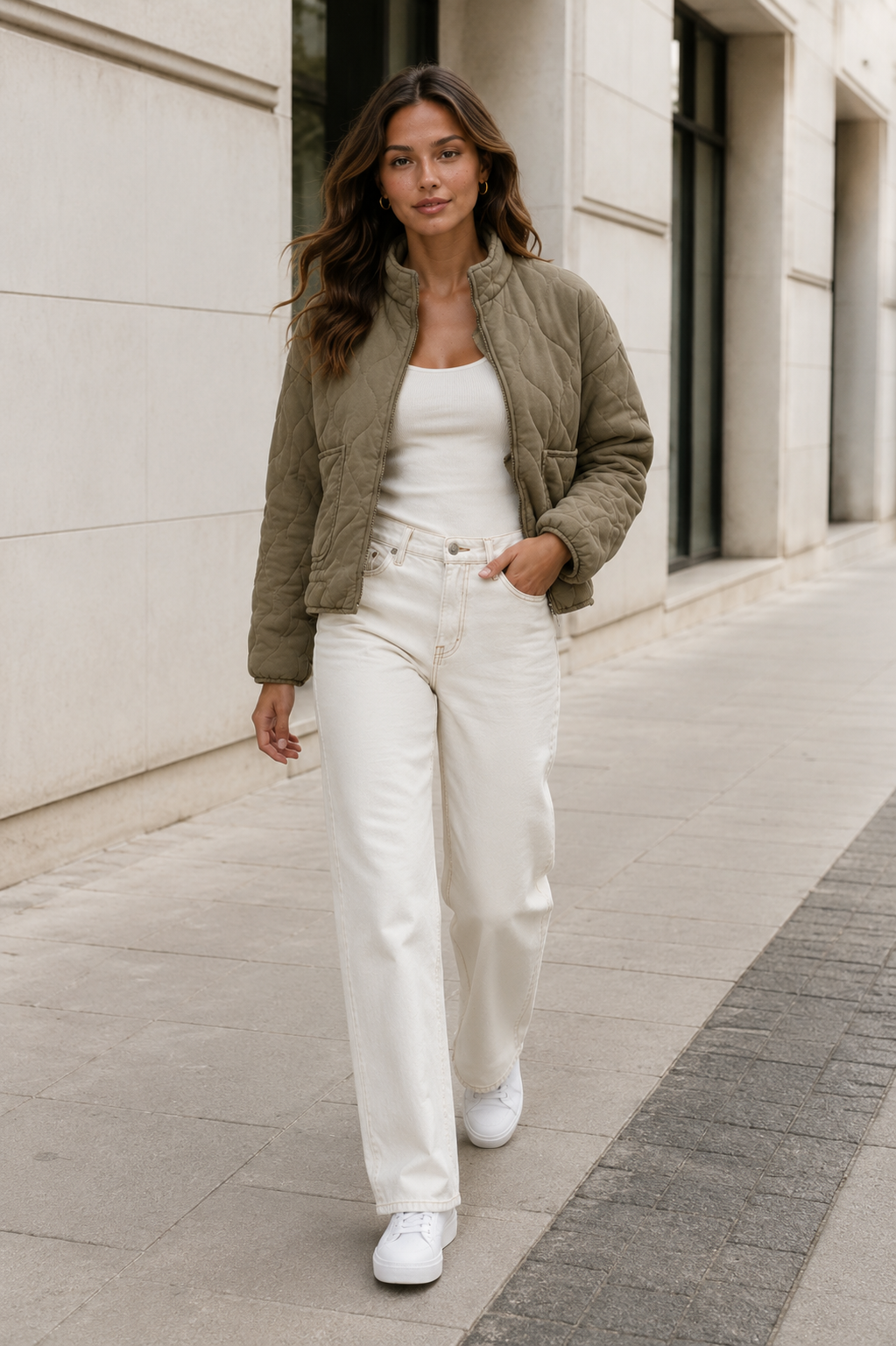 Women's Quilted Jacket – Lightweight Casual Jacket with Front Pockets