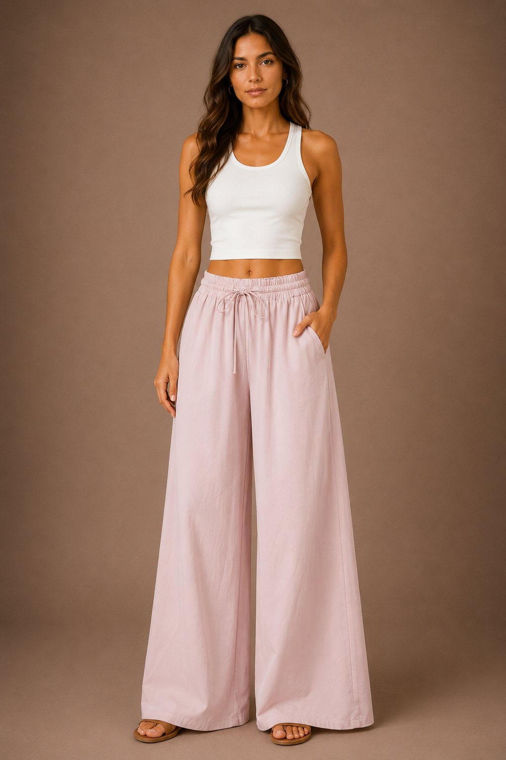 Women's Wide Leg Drawstring Trousers Lightweight Summer Trousers