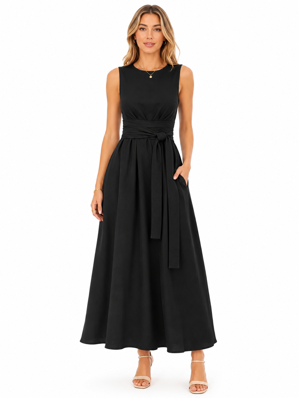 Women's Minimalist Summer Dress with Adjustable Bow Strap