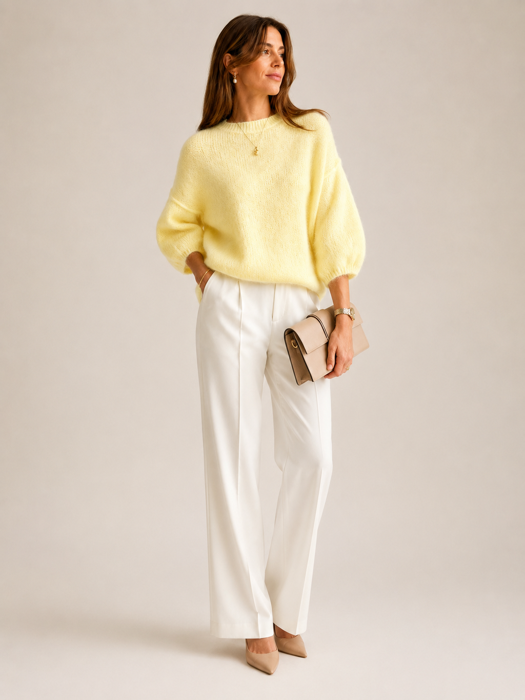 Women's Butter Yellow Knit Top Relaxed Elegant Everyday Wear