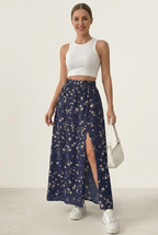 Women's Casual Floral Maxi Skirt Lightweight Summer Style