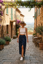 Women's Casual Floral Maxi Skirt Lightweight Summer Style