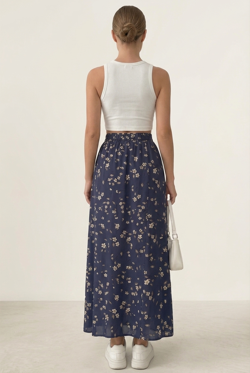 Women's Casual Floral Maxi Skirt Lightweight Summer Style