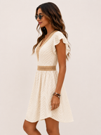 Women's Lace Midi Dress Slim Waist Elegant Summer Style