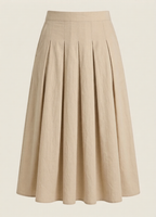Women's Lightweight Cotton Pleated Midi Skirt Summer Wear