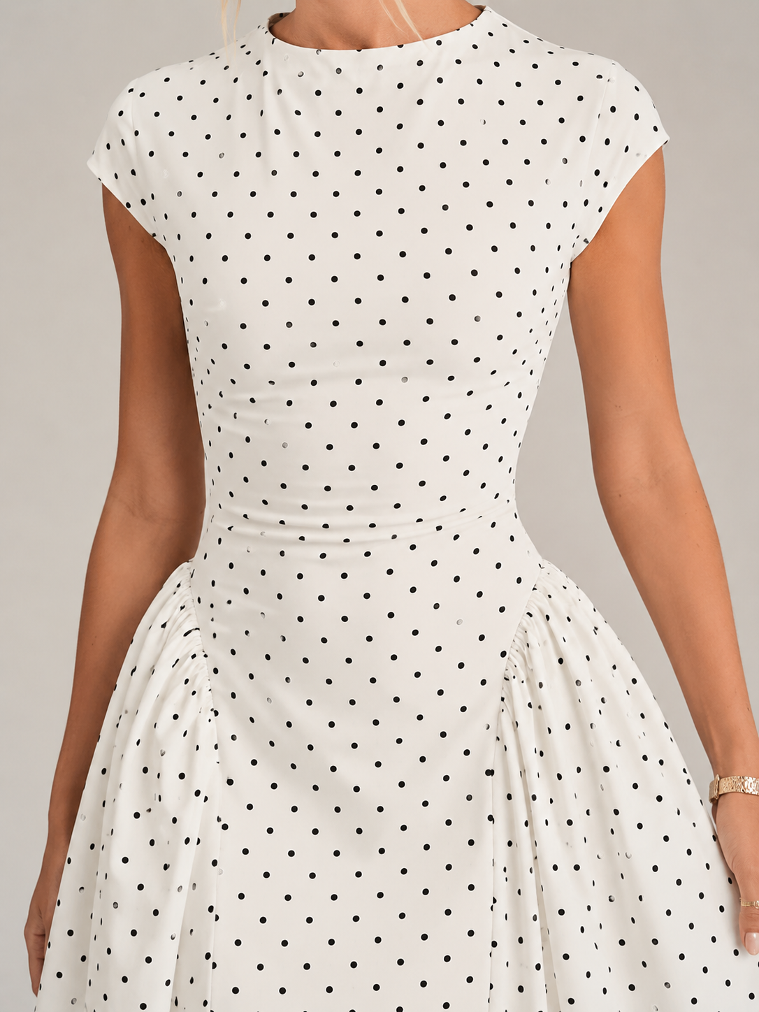 Women's Sleeveless High Waist Polka Dot Dress Slim Fit Maxi