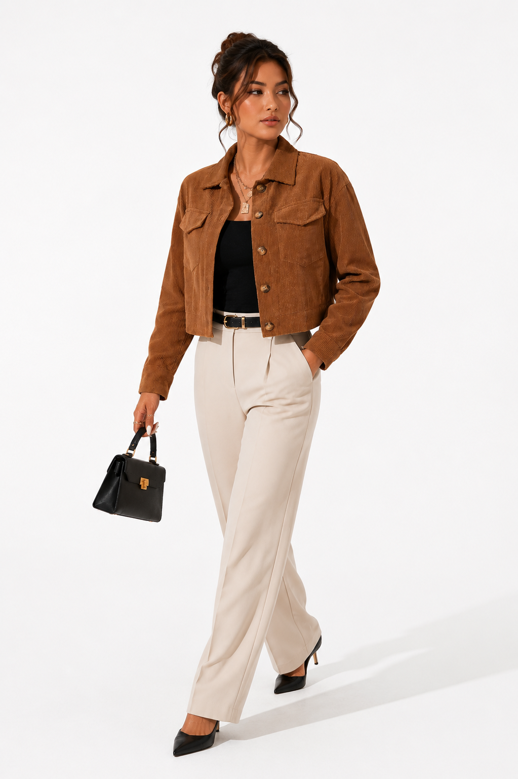 Women's Vintage Style Corduroy Jacket Minimalist Casual Wear