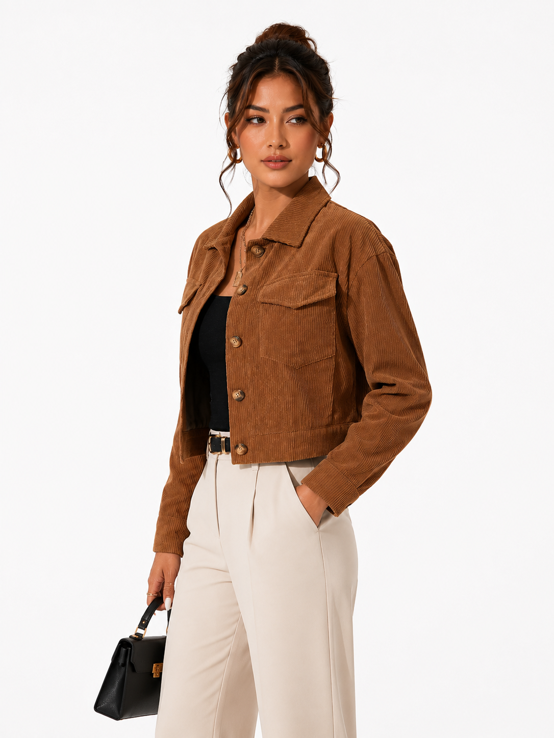 Women's Vintage Style Corduroy Jacket Minimalist Casual Wear