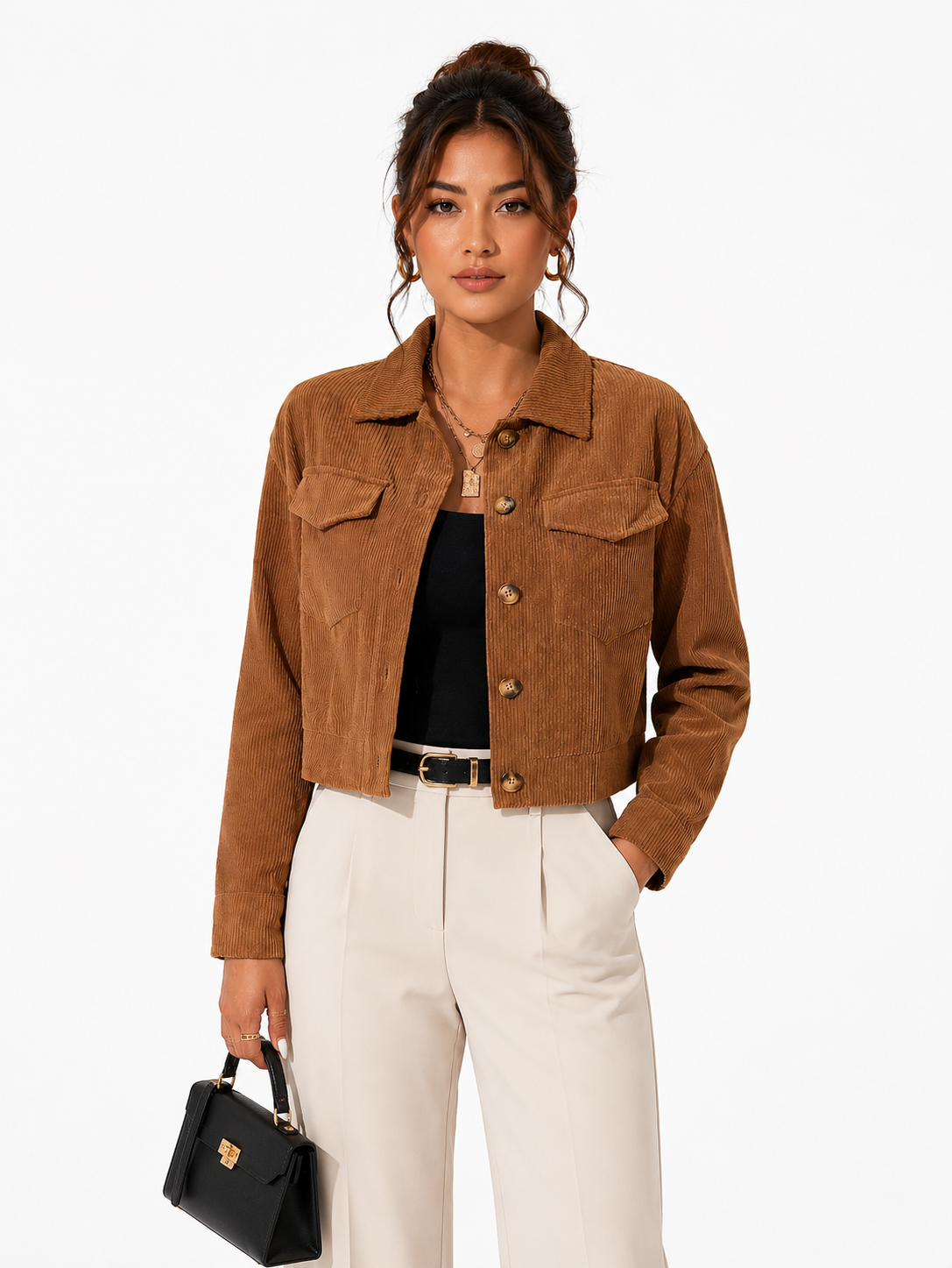 Women's Vintage Style Corduroy Jacket Minimalist Casual Wear