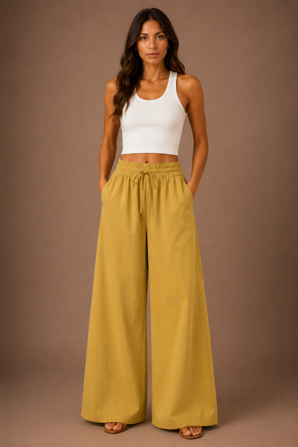 Women's Wide Leg Drawstring Trousers Lightweight Summer Trousers
