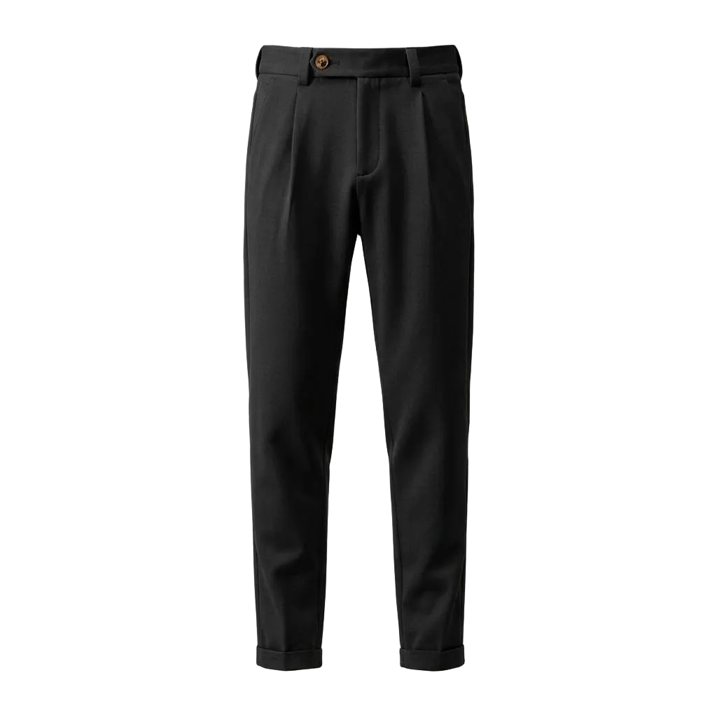 Men's Wool Blend Trousers Straight Fit Casual Pants