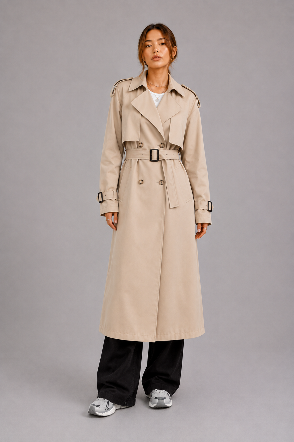 Women's Trench Coat – Long Belted Trench Coat