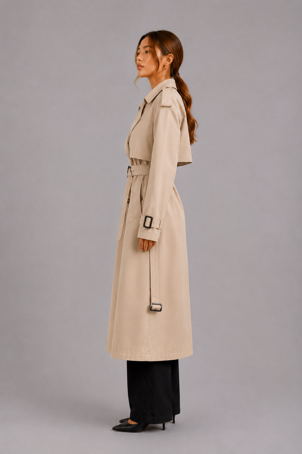 Women's Trench Coat – Long Belted Trench Coat