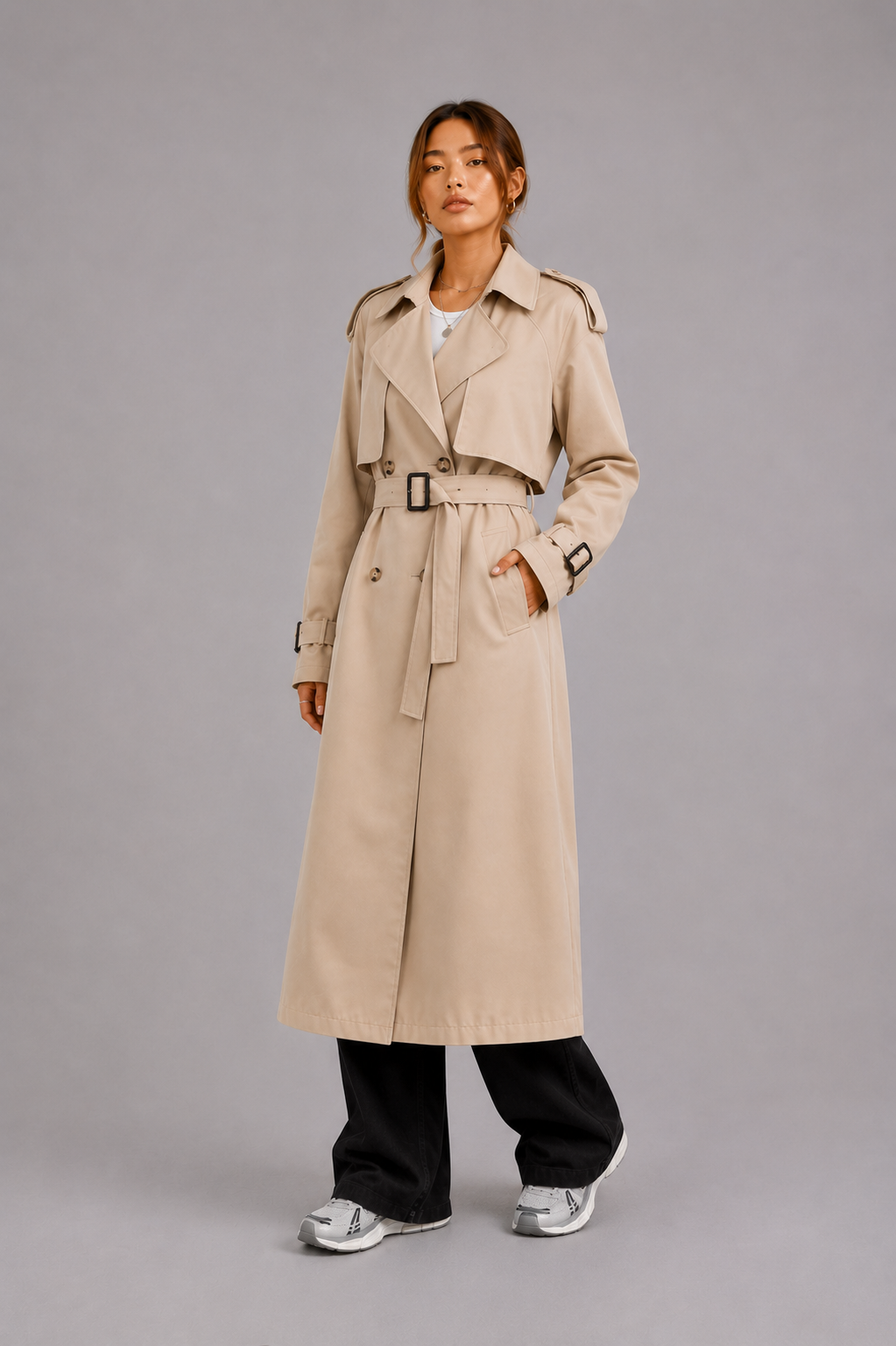 Women's Trench Coat – Long Belted Trench Coat