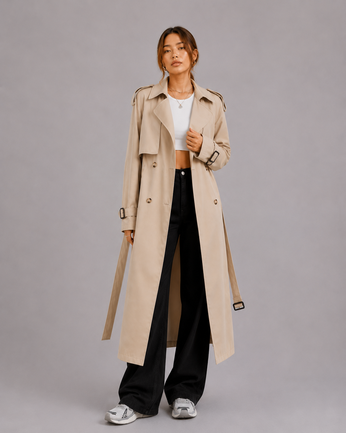 Women's Trench Coat – Long Belted Trench Coat