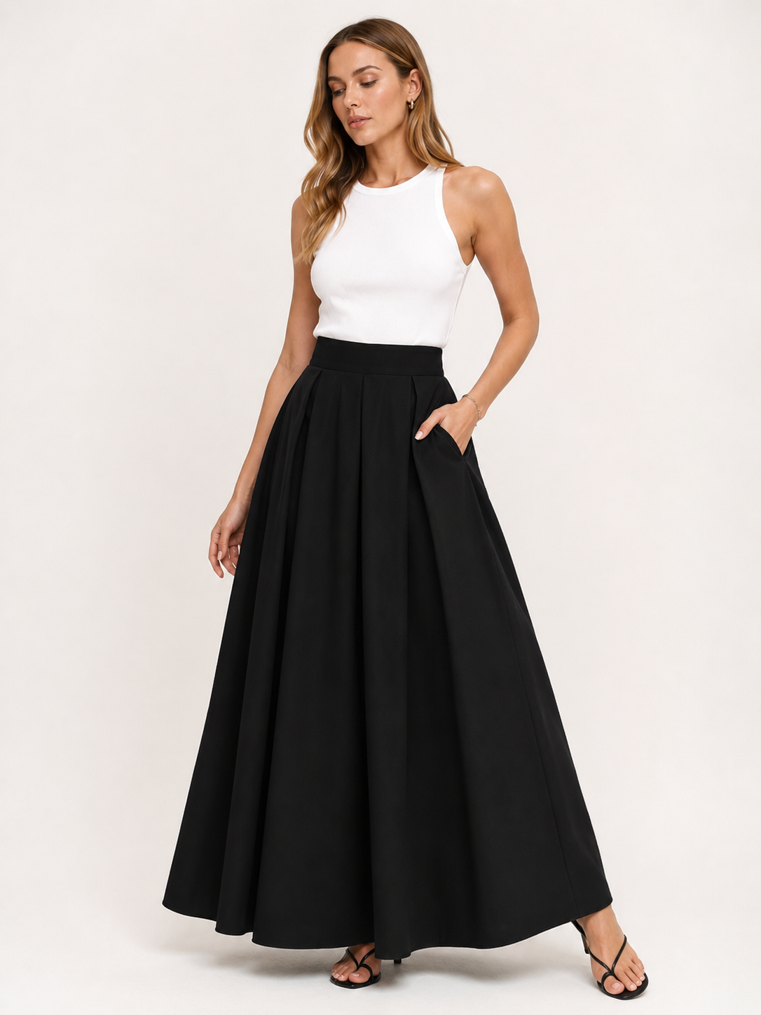 Women's Minimalist High Waist Maxi Skirt Loose Fit
