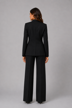 Women's Trouser Suit – Women's Suit Set with Tailored Blazer & Wide Leg Trousers