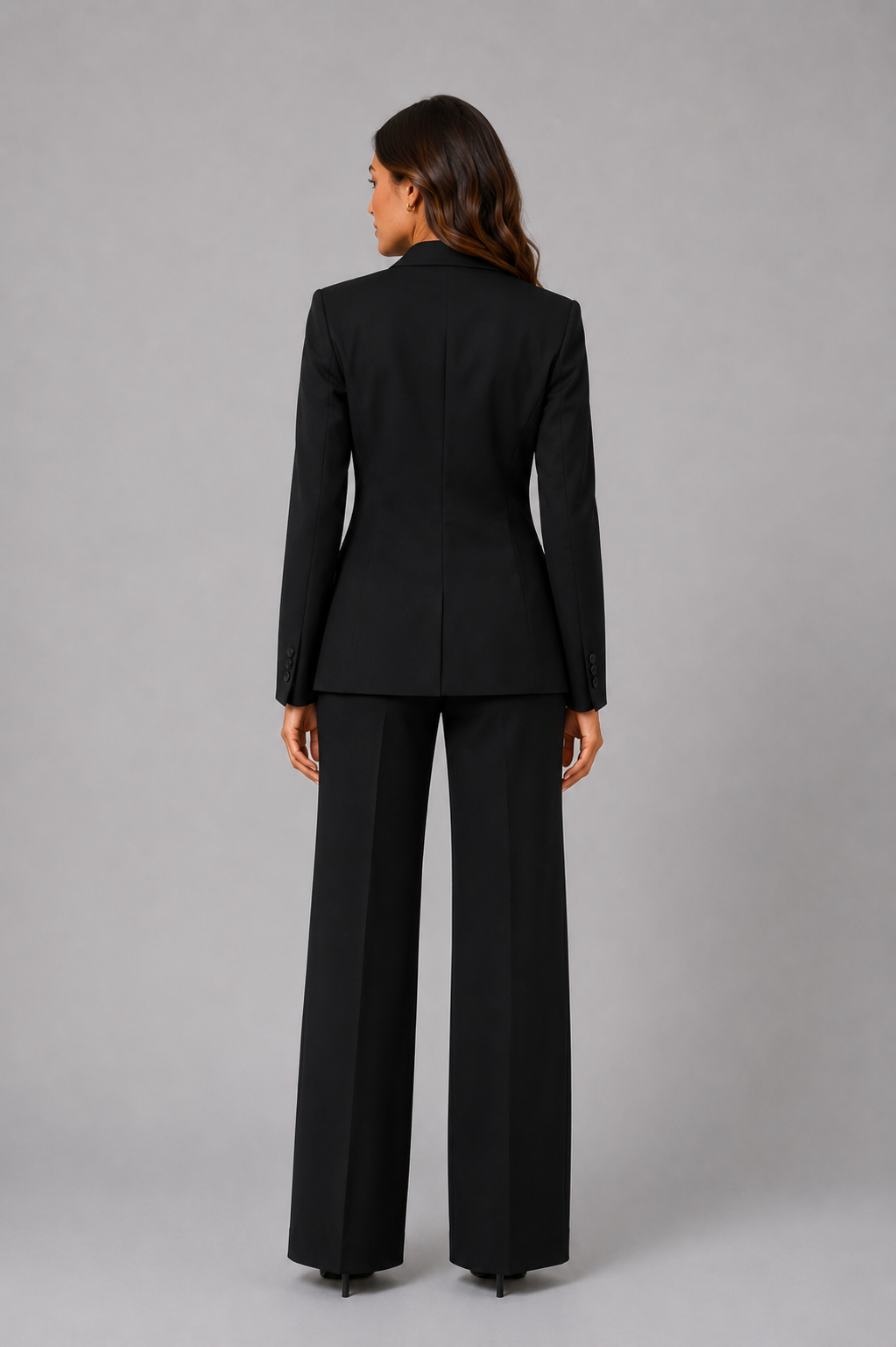 Women's Trouser Suit – Women's Suit Set with Tailored Blazer & Wide Leg Trousers