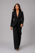 Women's Trouser Suit – Women's Suit Set with Tailored Blazer & Wide Leg Trousers