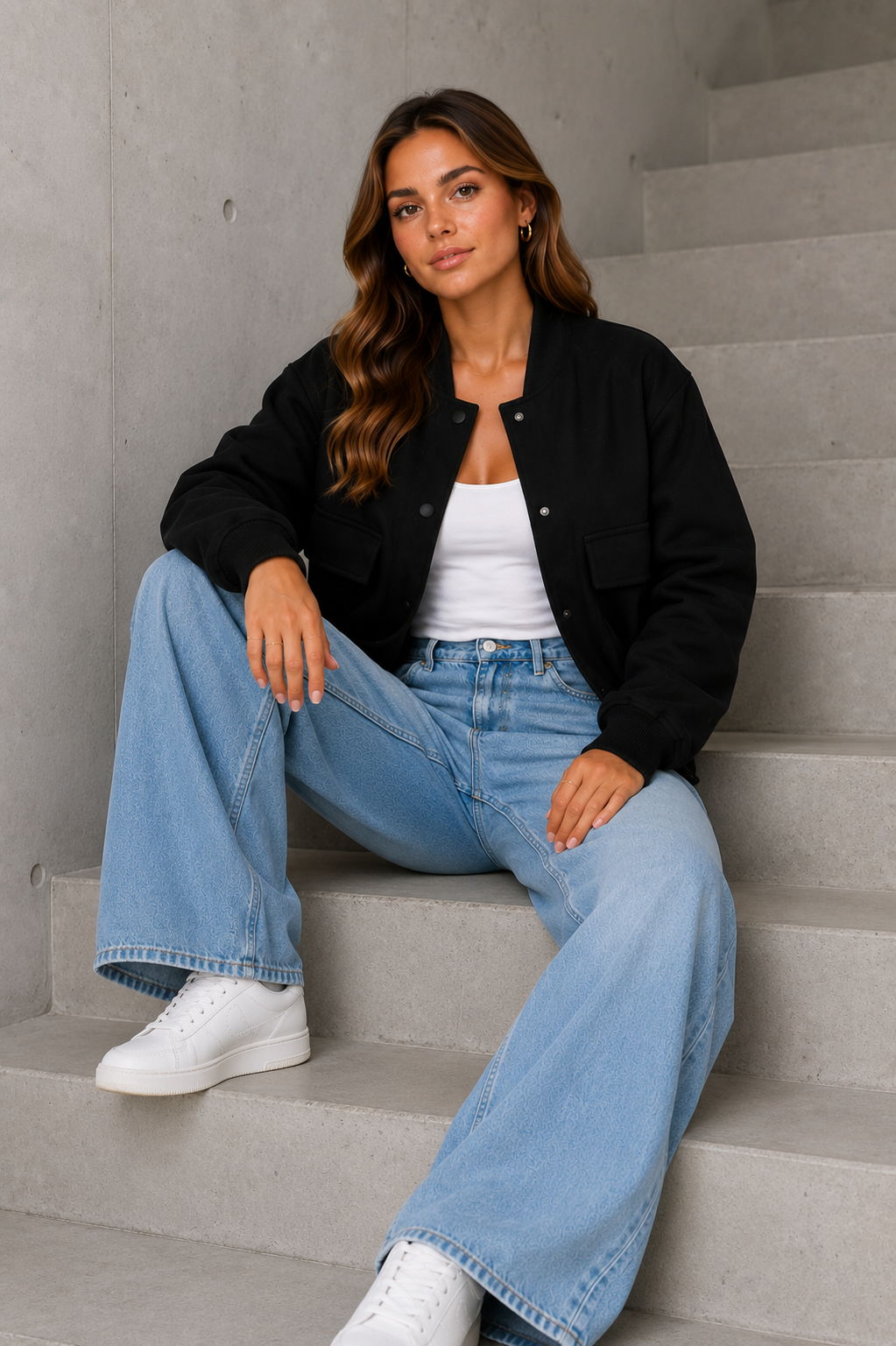 Women's Oversized Bomber Jacket – Button Front Casual Jacket