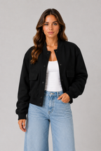 Women's Oversized Bomber Jacket – Button Front Casual Jacket