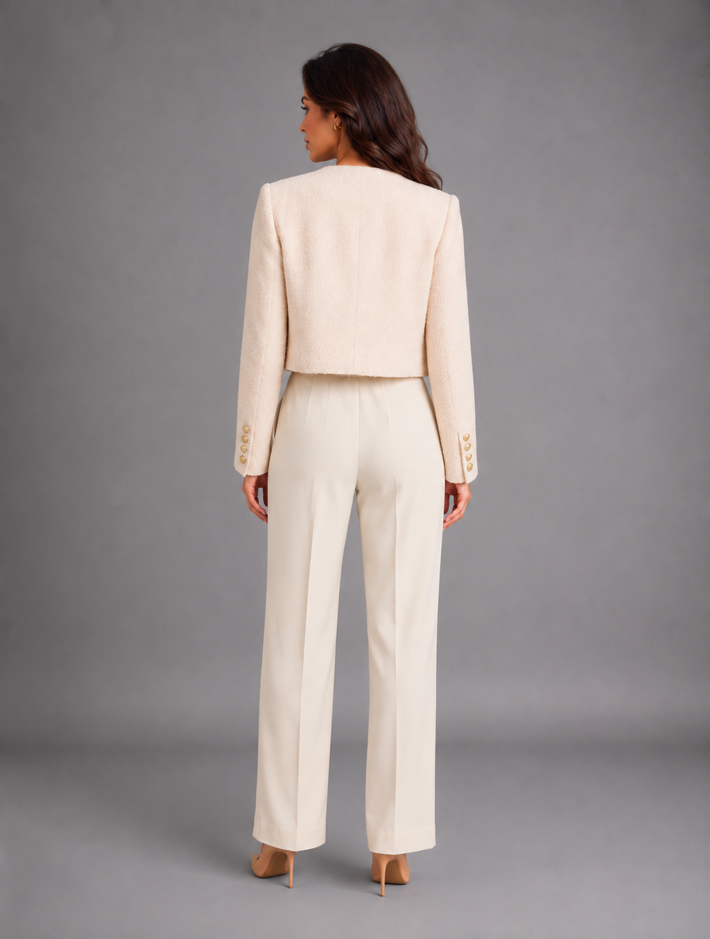 Women's Cropped Jacket – Cropped Short Jacket with Gold Buttons