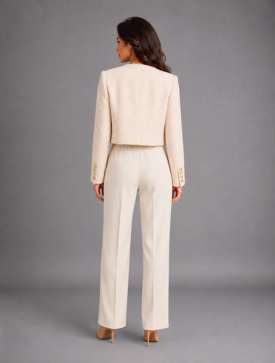 Women's Cropped Jacket – Cropped Short Jacket with Gold Buttons