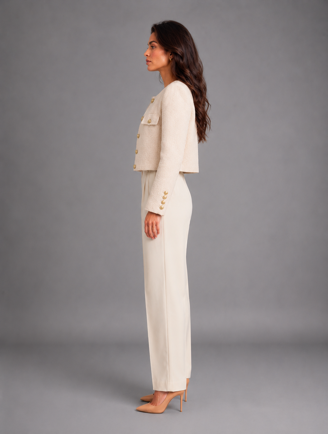 Women's Cropped Jacket – Cropped Short Jacket with Gold Buttons