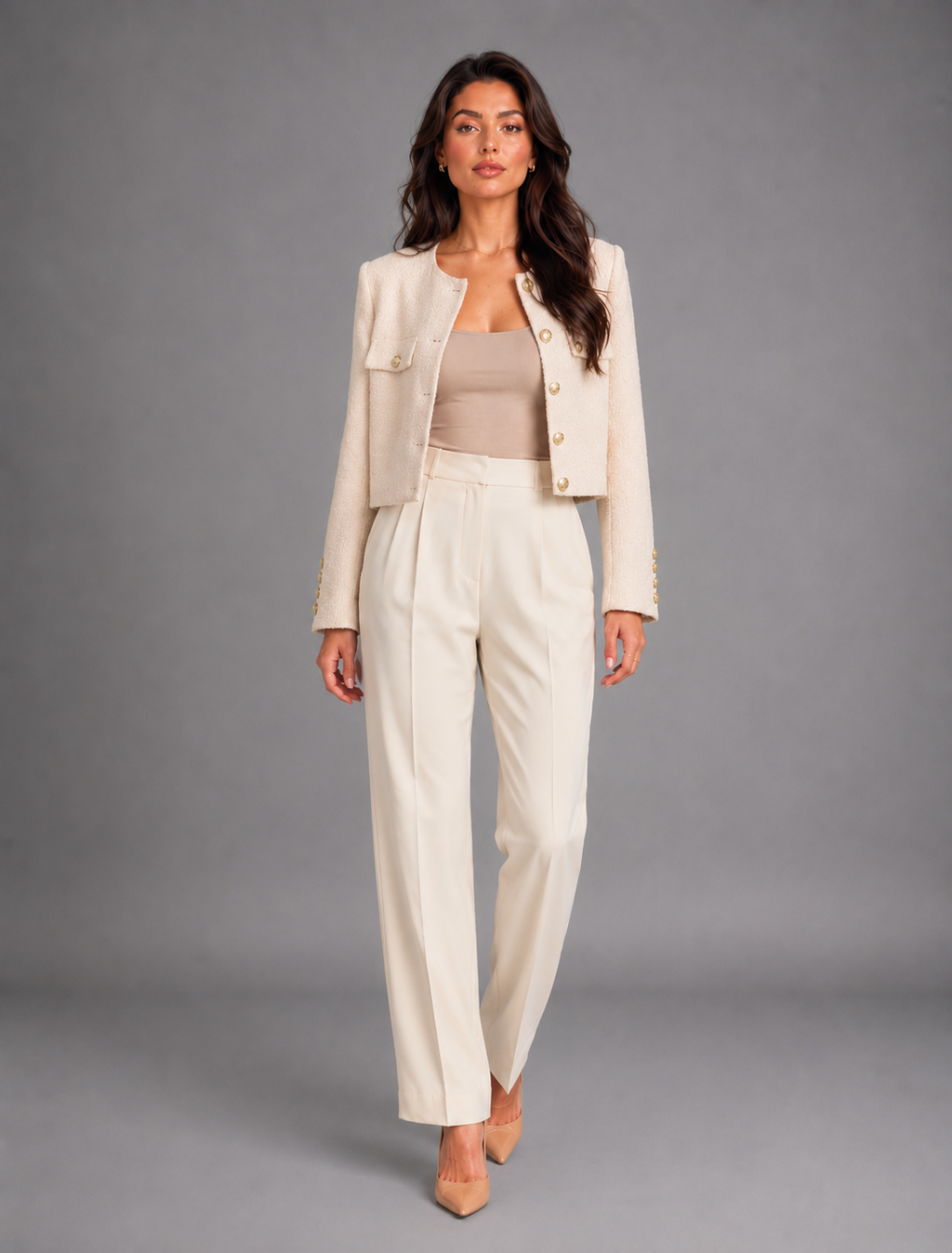 Women's Cropped Jacket – Cropped Short Jacket with Gold Buttons