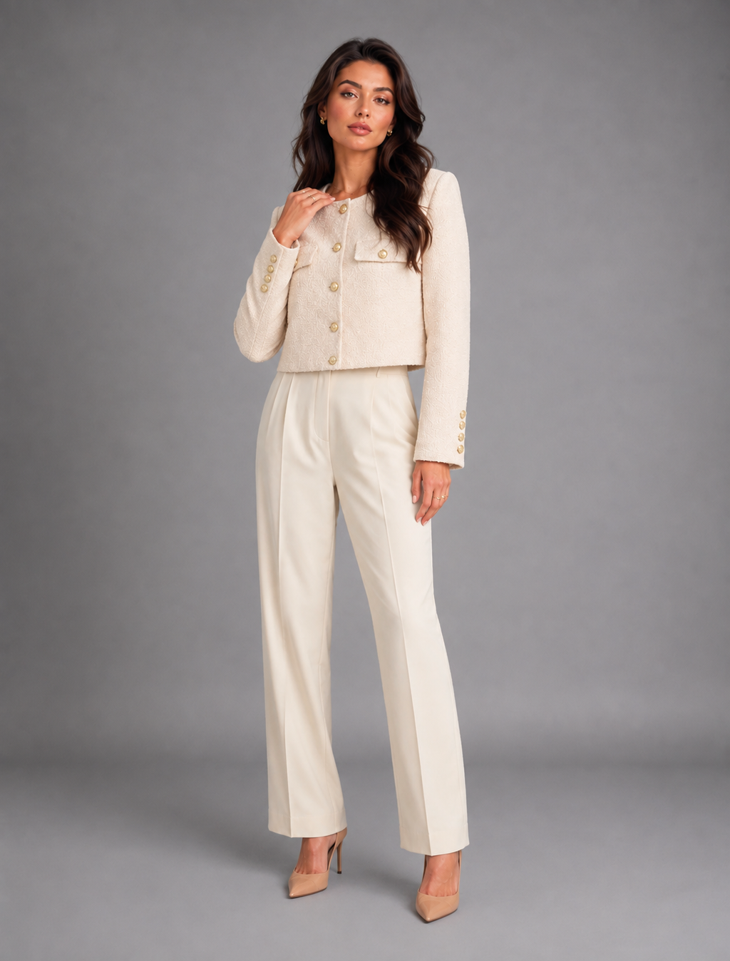Women's Cropped Jacket – Cropped Short Jacket with Gold Buttons
