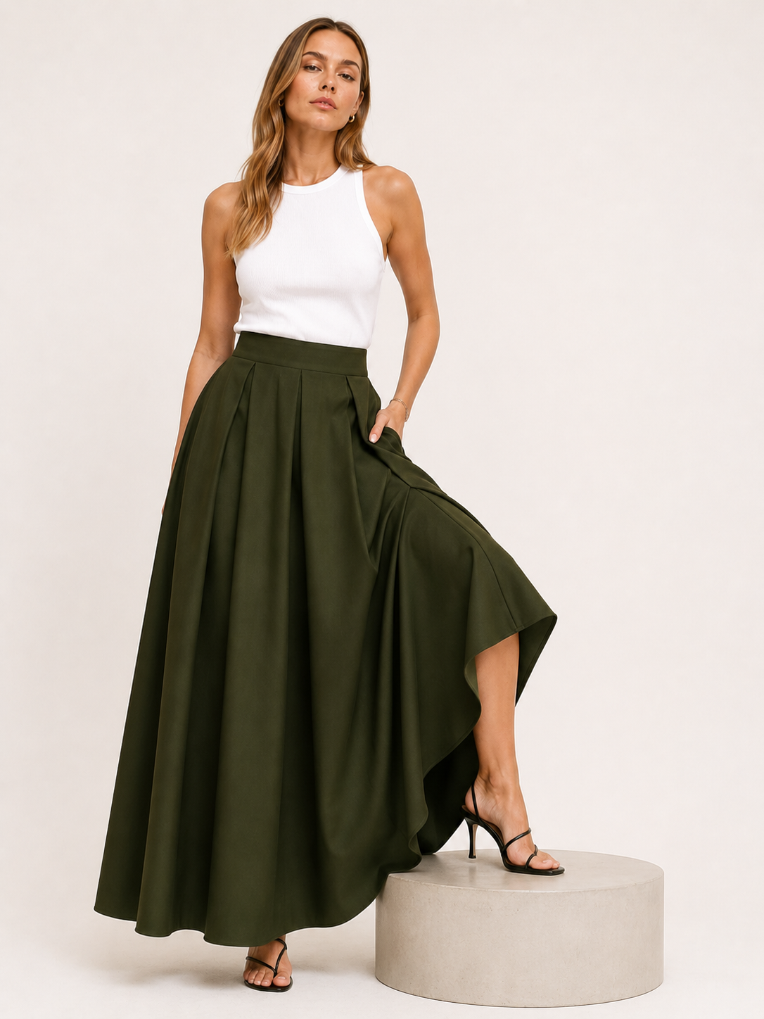 Women's Minimalist High Waist Maxi Skirt Loose Fit
