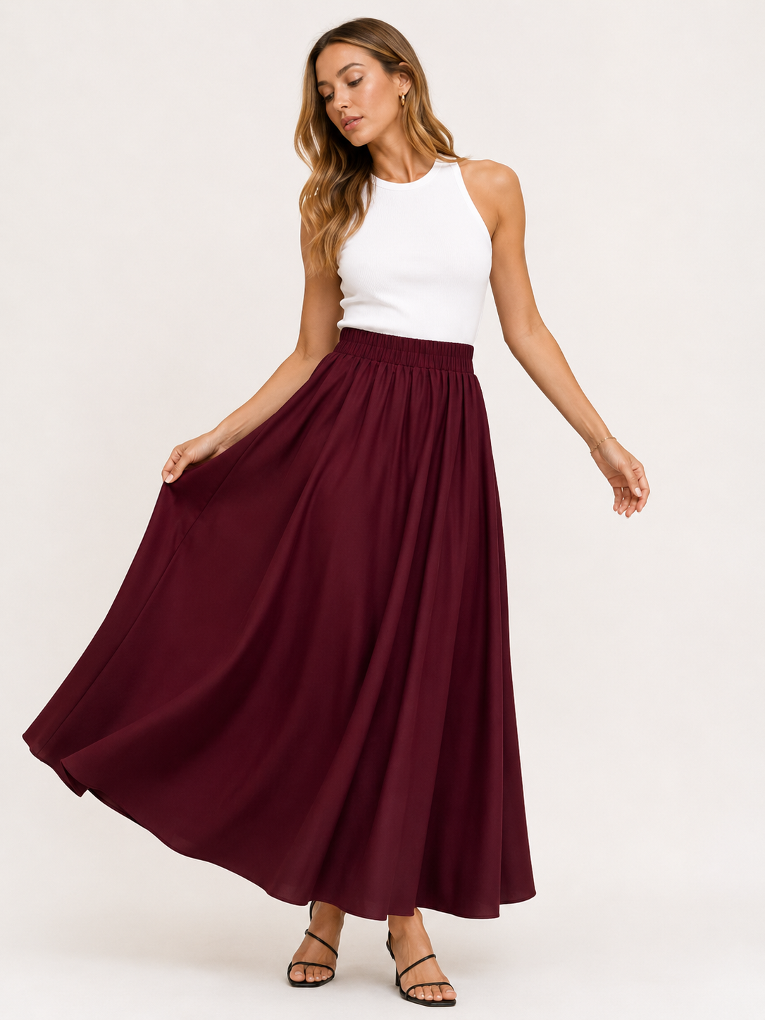 Women's Minimalist High Waist Maxi Skirt Loose Fit