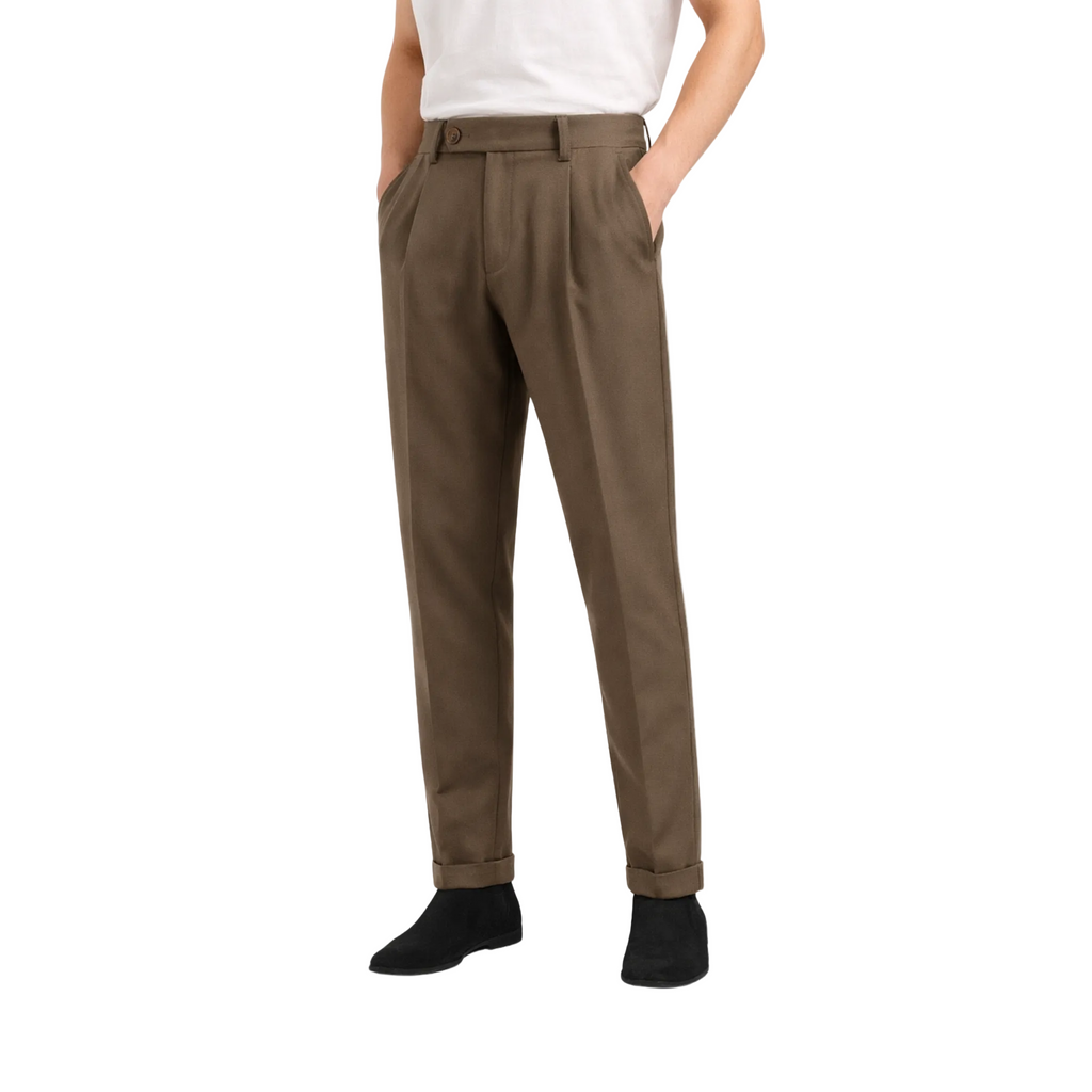 Men's Wool Blend Trousers Straight Fit Casual Pants