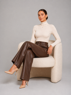 Women's Faux Leather Trousers – Wide Leg Leather Pants