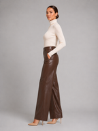 Women's Faux Leather Trousers – Wide Leg Leather Pants