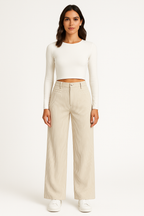 Women’s Corduroy Wide Leg Pants with High Waist and Relaxed Fit