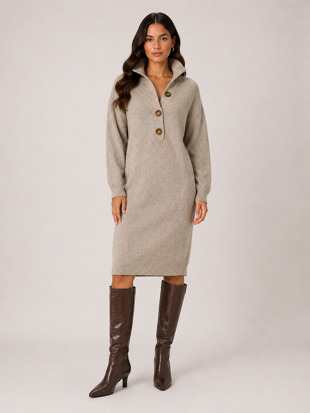 Women's Knitted Midi Jumper Dress