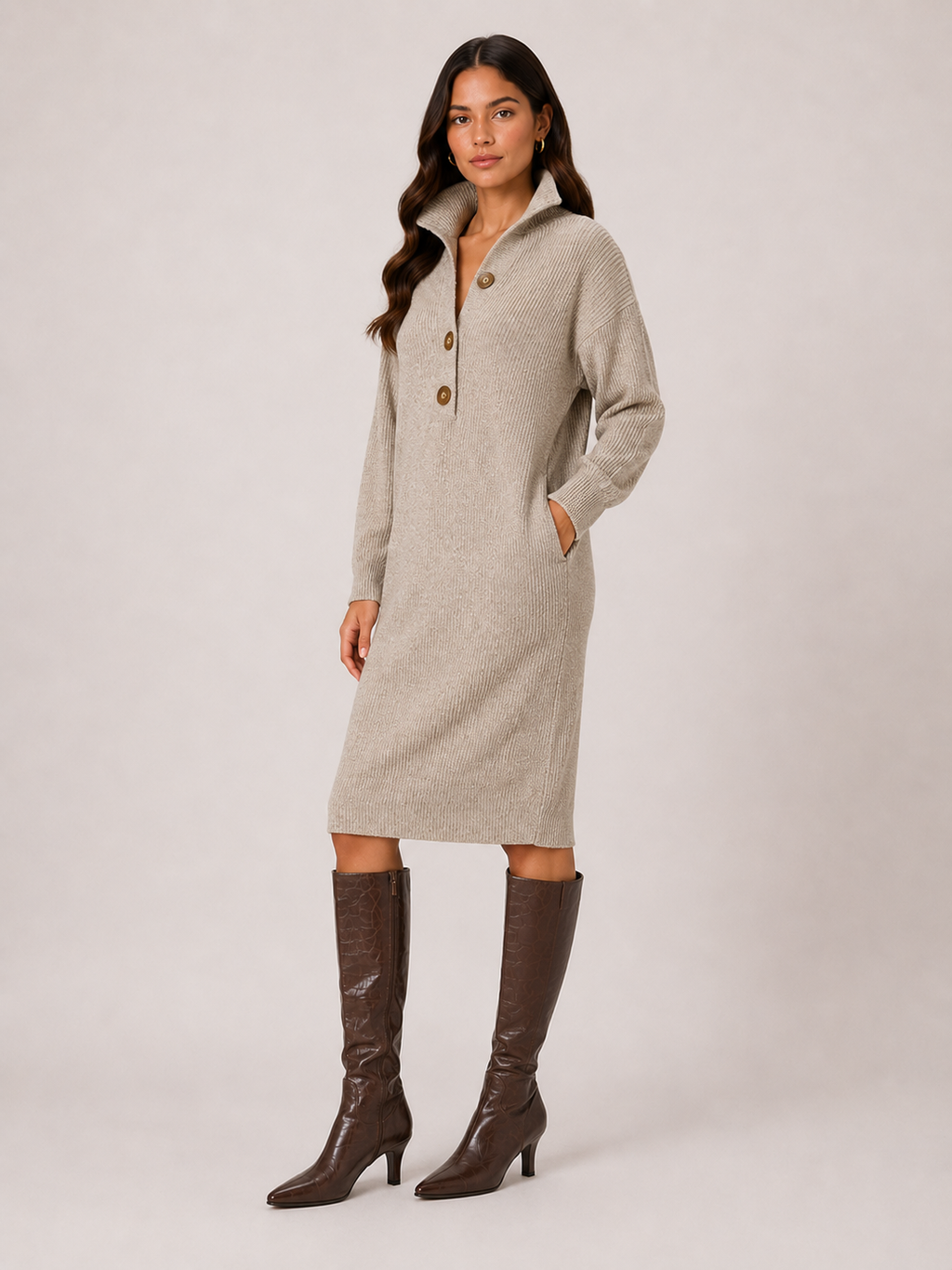 Women's Knitted Midi Jumper Dress