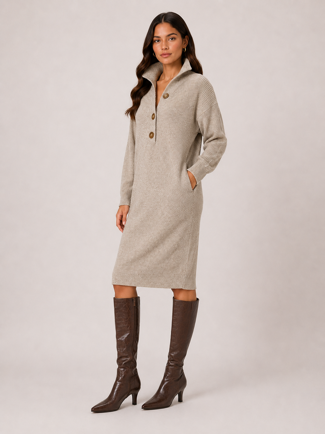 Women's Knitted Midi Jumper Dress